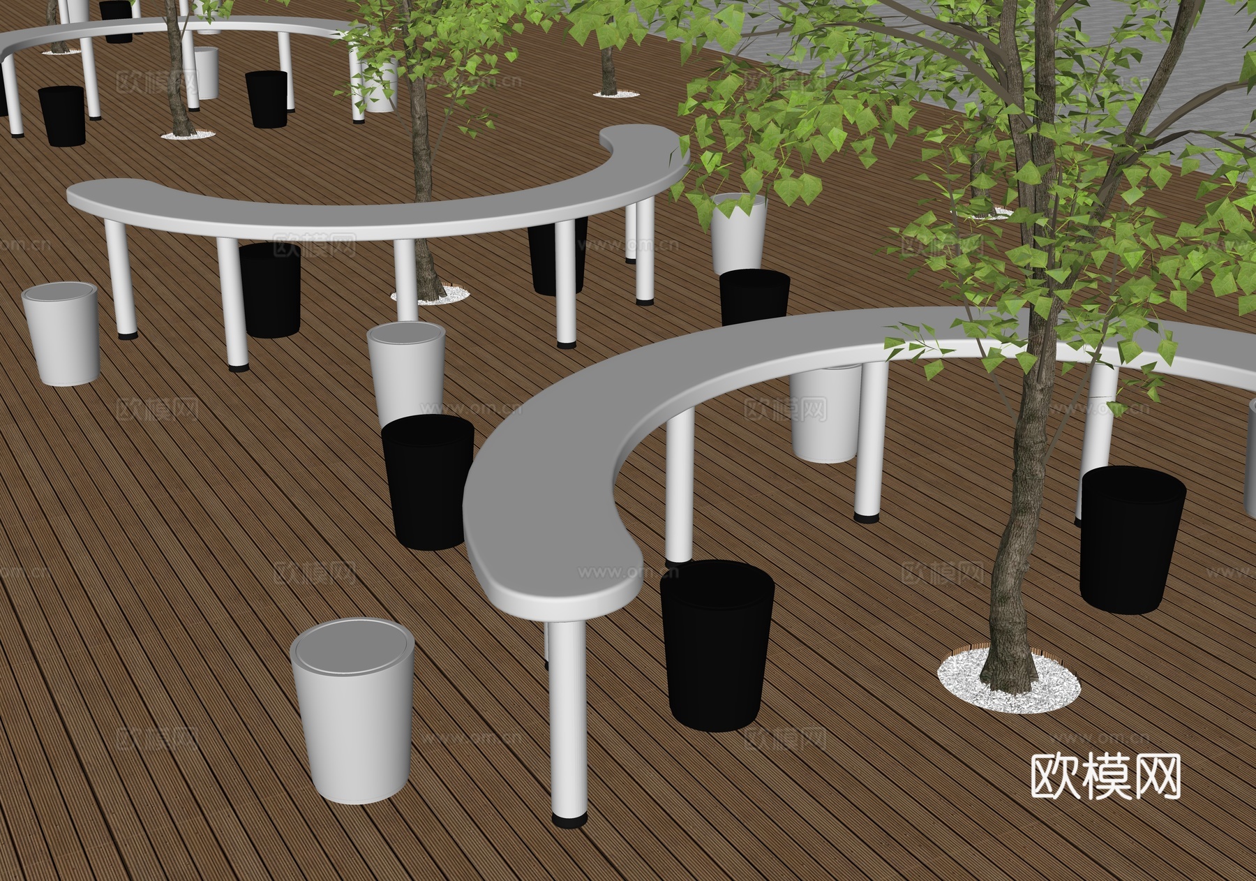 户外椅 树池椅 景观座椅su模型下载（渲染图1）
