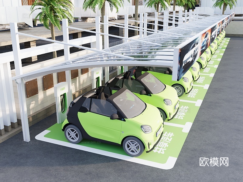 现代共享汽车车棚3d模型下载（渲染图2）