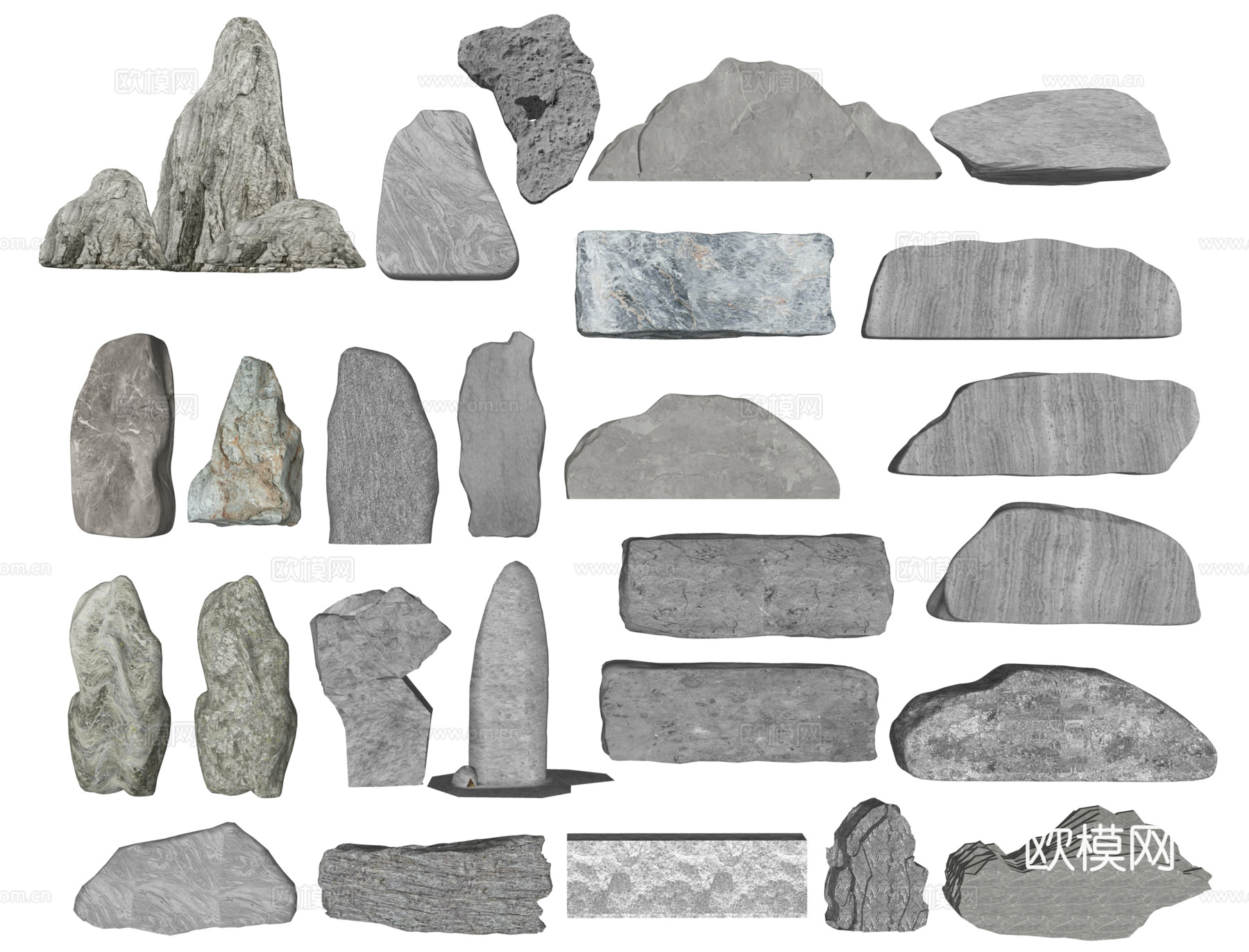 景石PSD免抠 题字石 景观石 园林景石 造型景石小品 置石下载