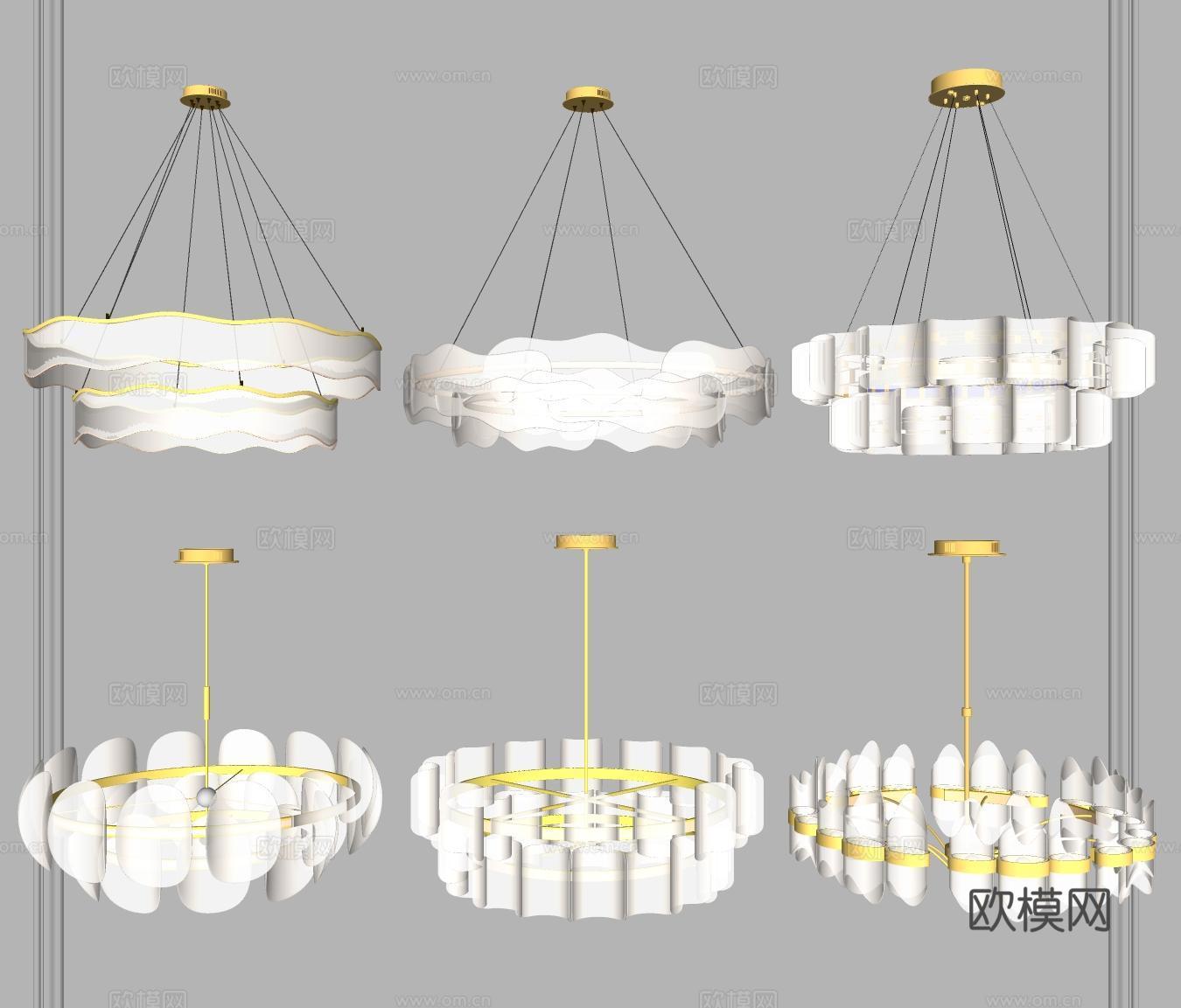 奶油风吊灯 艺术吊灯su模型下载（渲染图1）
