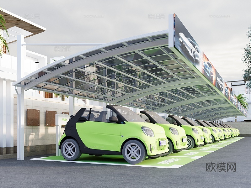 现代共享汽车车棚3d模型下载（渲染图1）