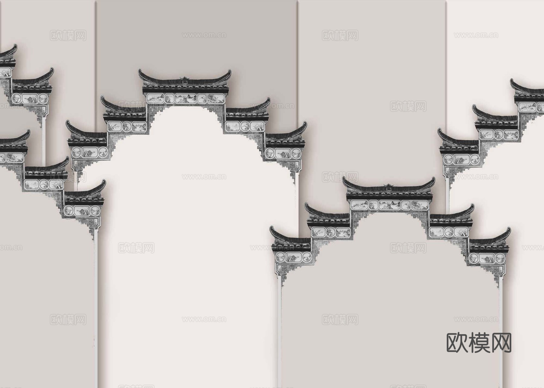 中式徽派马头墙下载