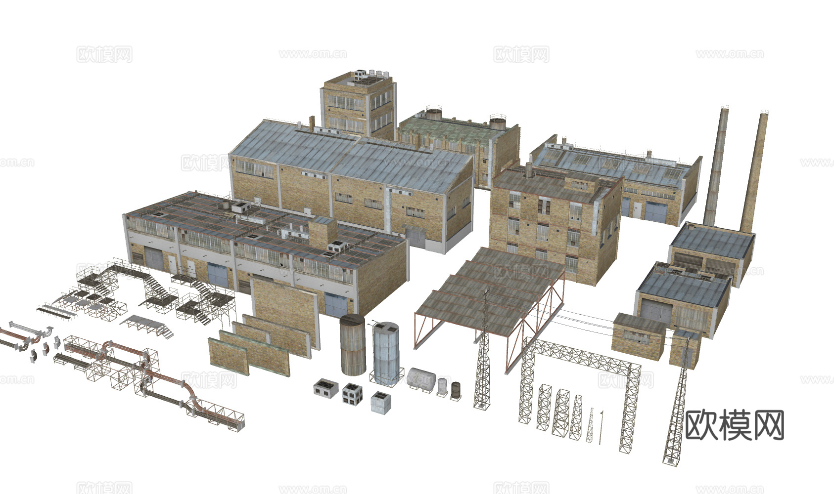 现代厂房 复古工业建筑 工业厂房3d模型