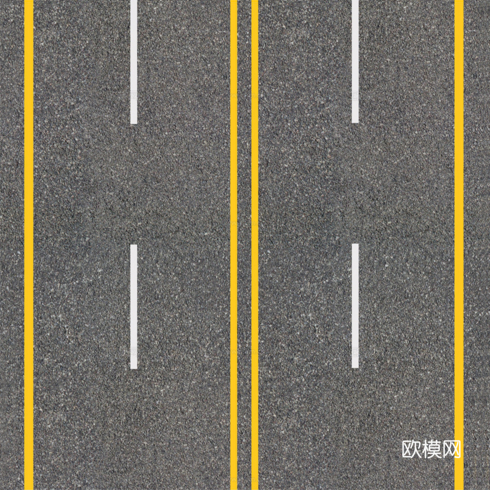 3种多车道公路画线路面组合下载（渲染图1）