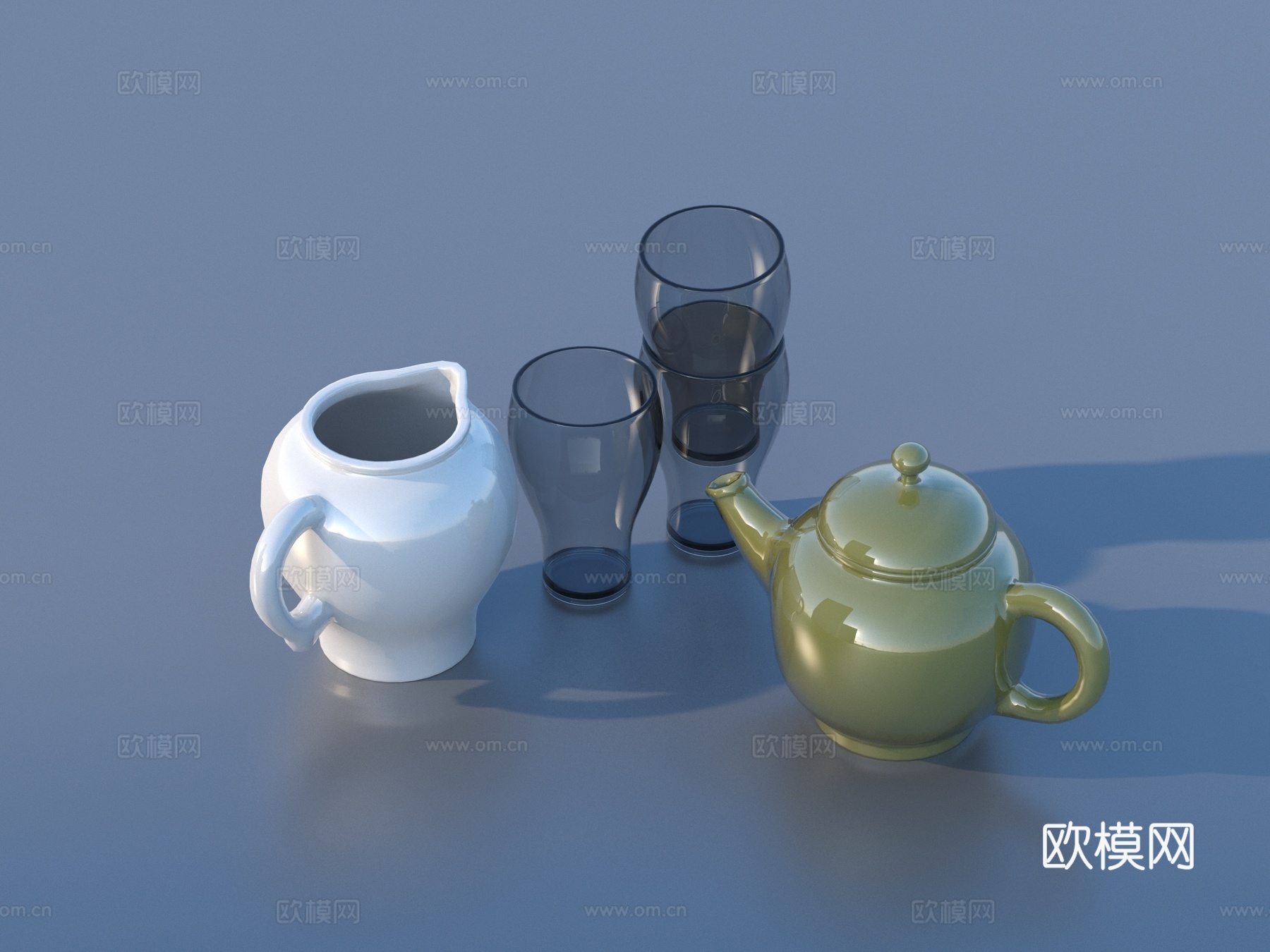 杯子 茶壶 玻璃杯 茶具3d模型