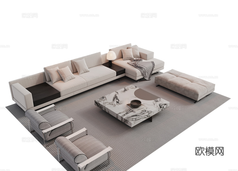 现代组合沙发3d模型下载