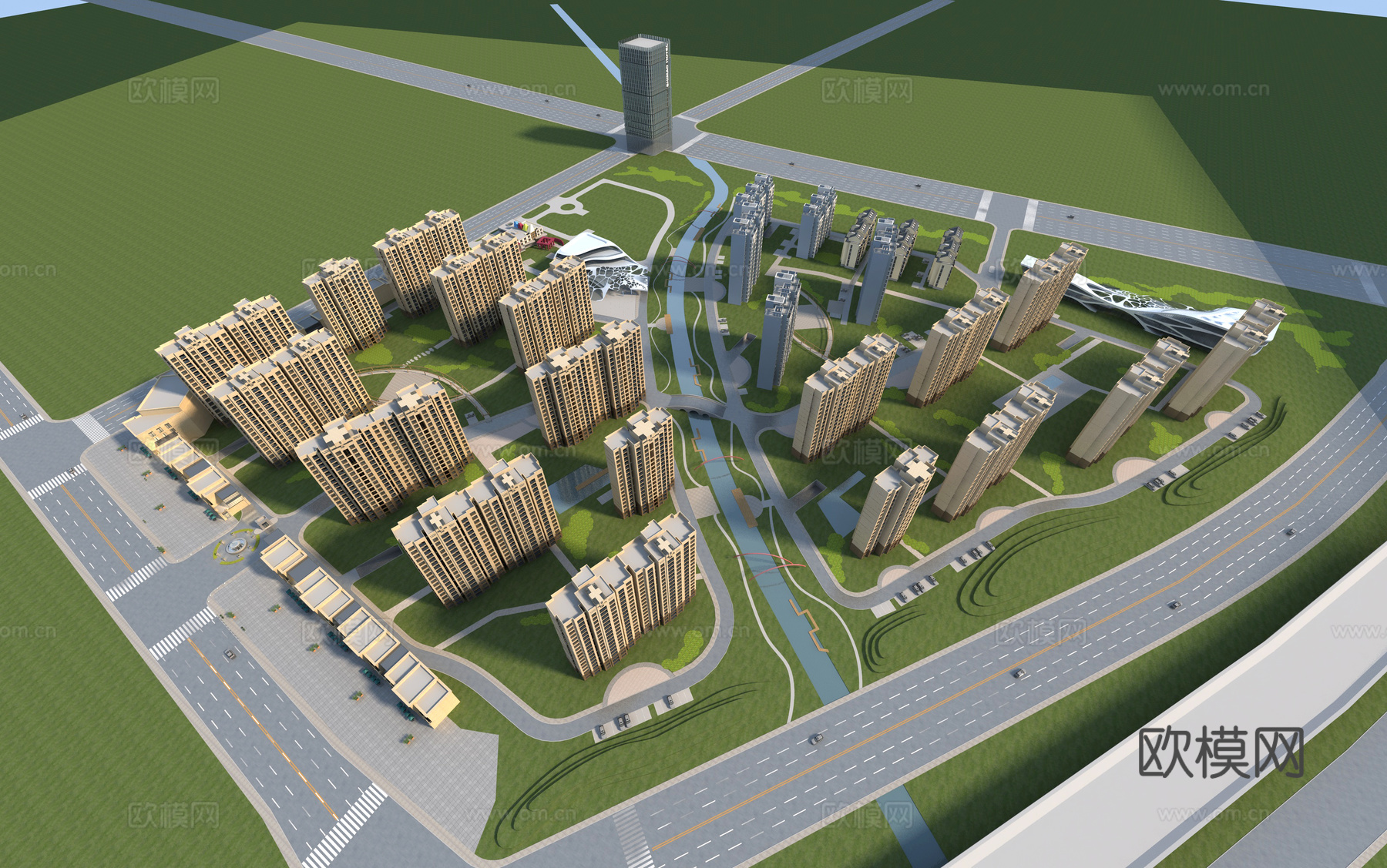 城市建筑 鸟瞰规划 住宅鸟瞰3d模型