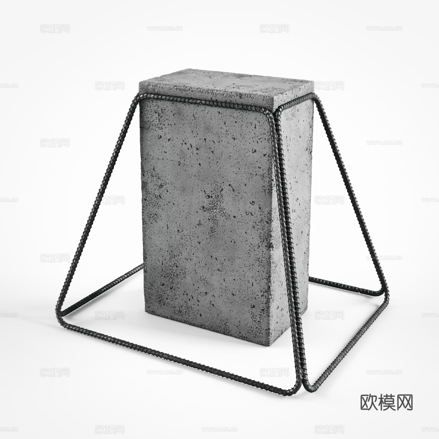 石头茶几 水泥茶几su模型下载（渲染图2）