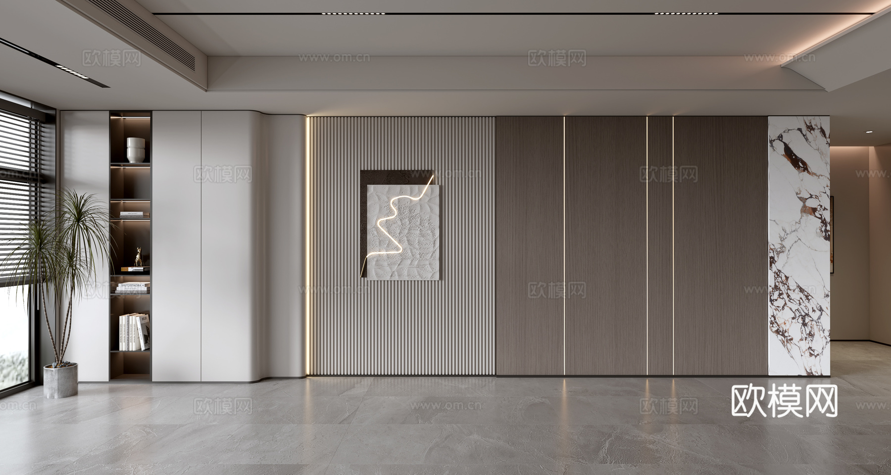 现代沙发背景墙3d模型下载