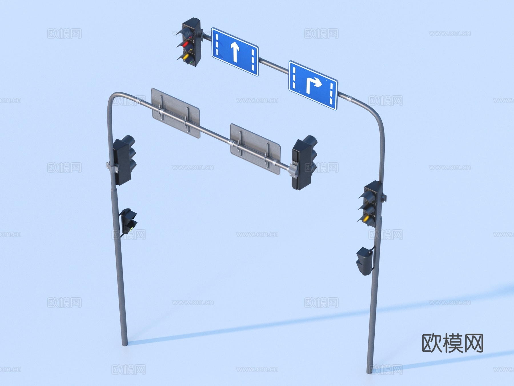 路标 路口指示牌 红绿灯3d模型