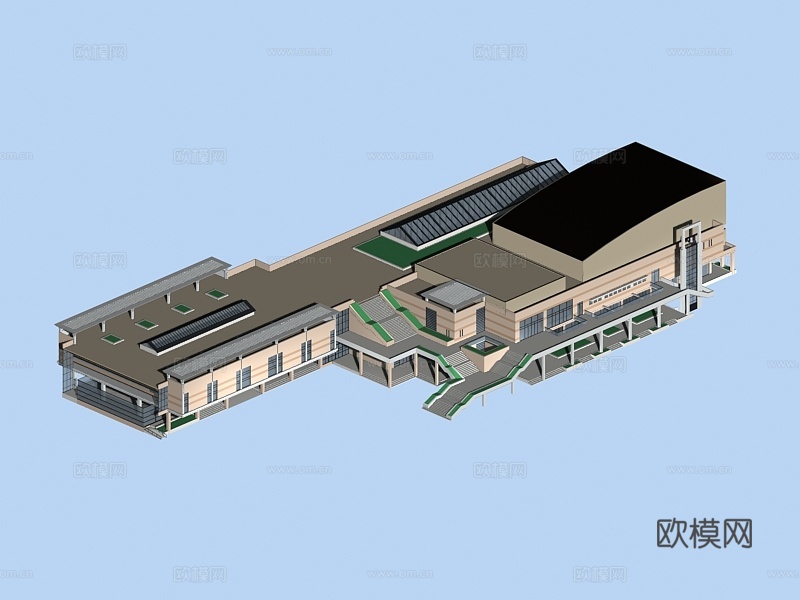 多层公建 办公楼外观免费3d模型下载