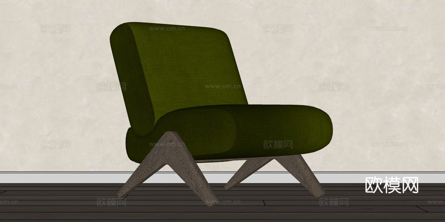 中古风沙发椅 休闲椅su模型下载（渲染图1）