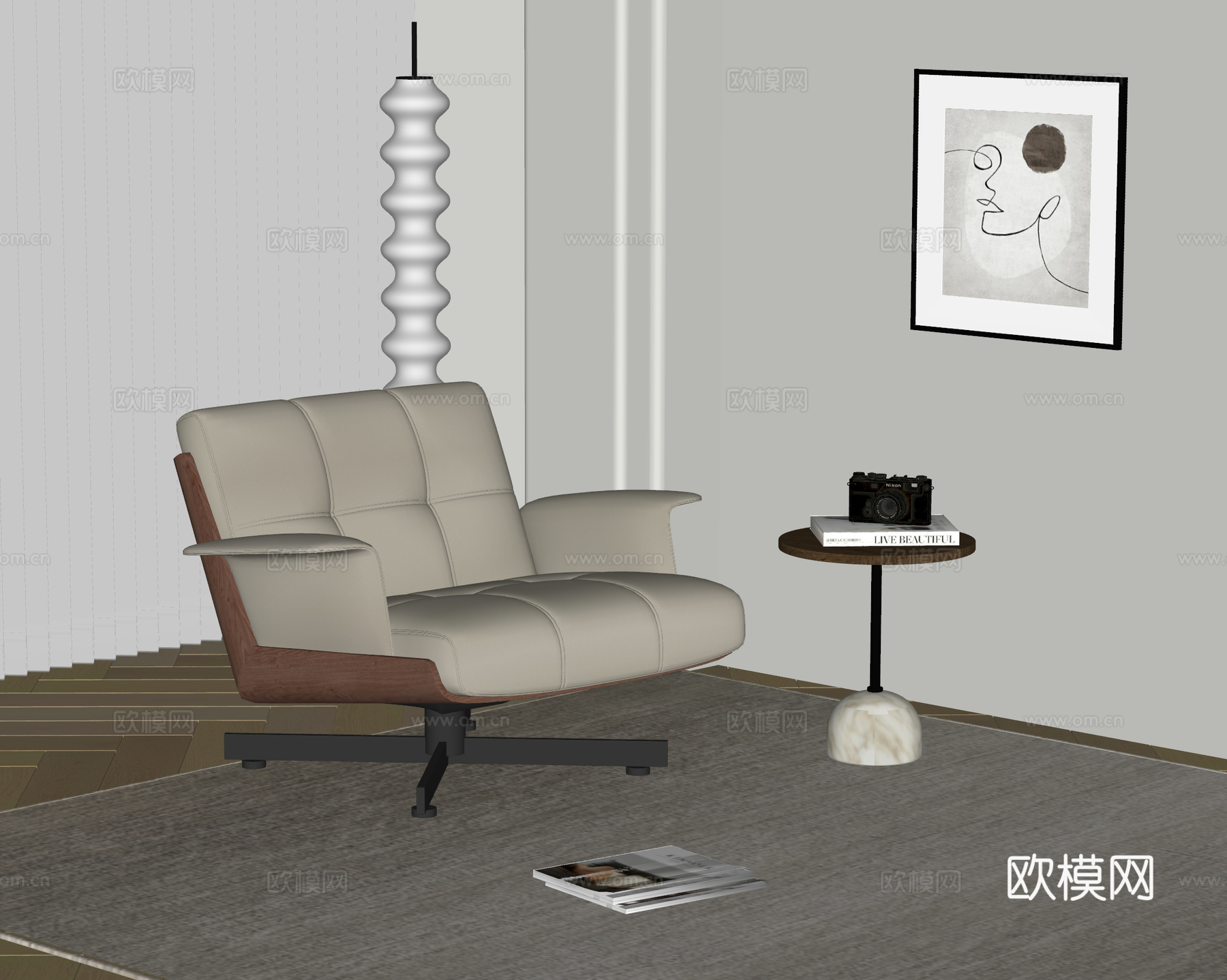 MINOTTI daiki 单人沙发 休闲沙发su模型下载（渲染图1）