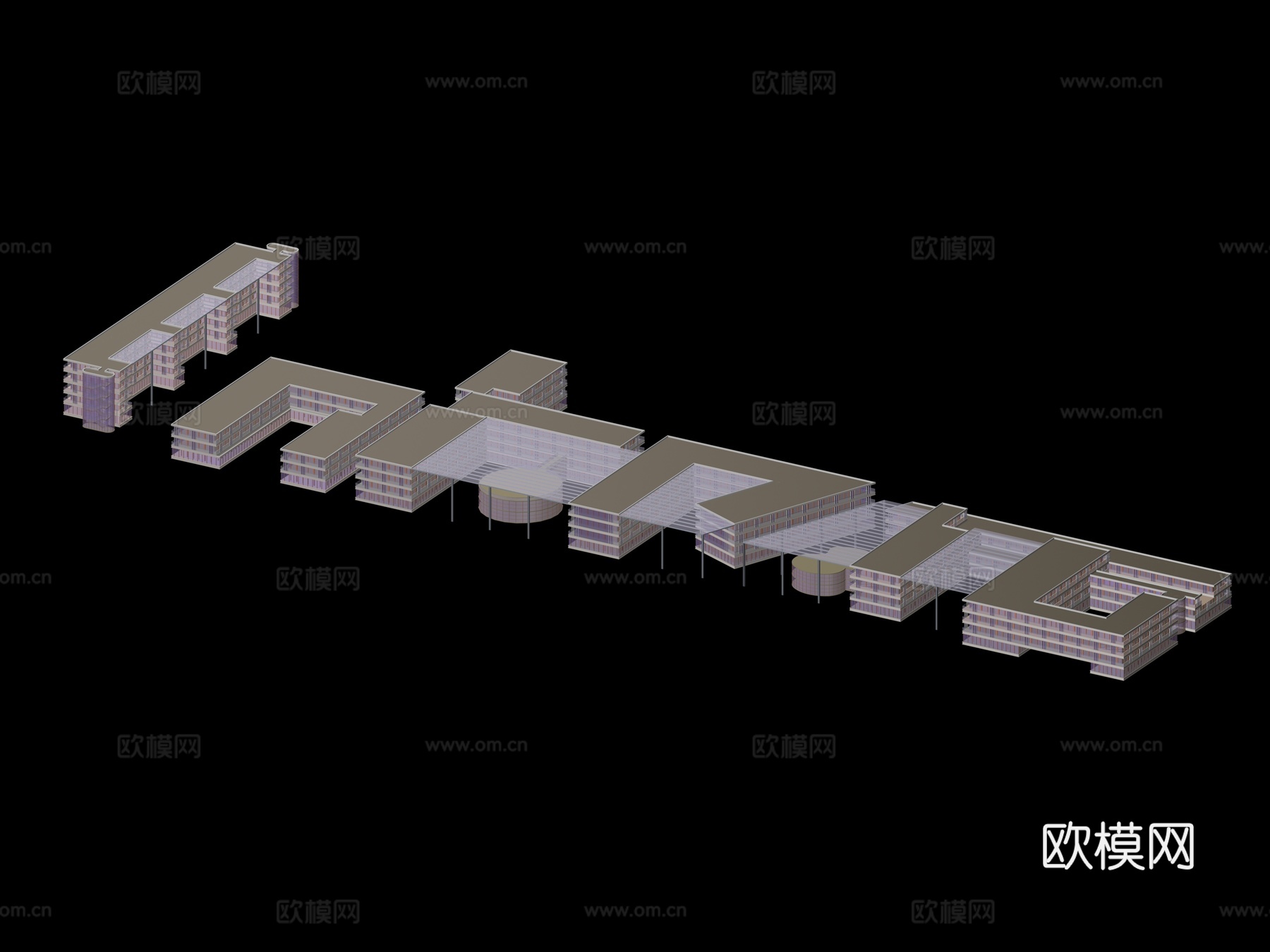 建筑群楼免费3d模型