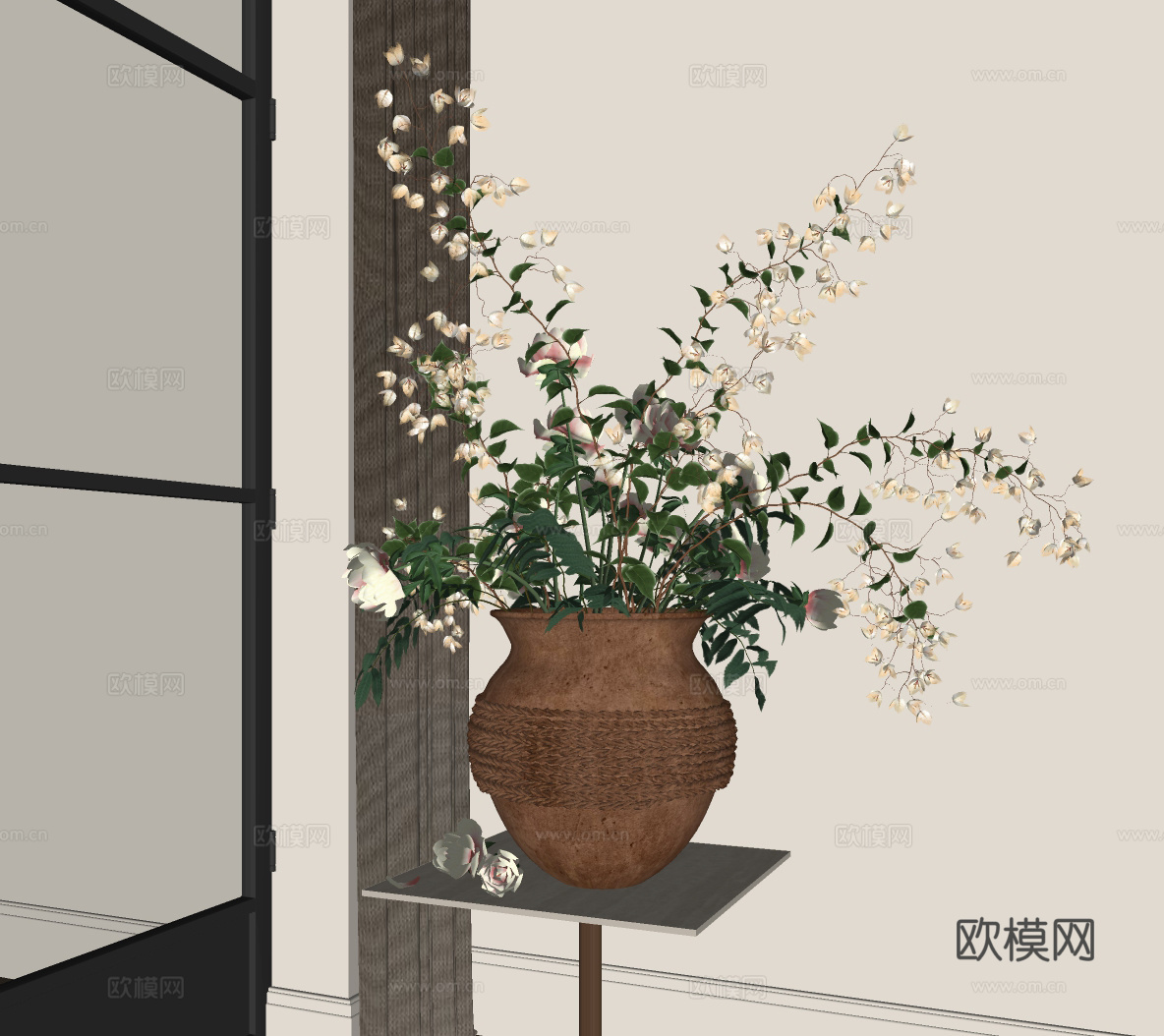 花瓶 花艺 鲜花 插花su模型