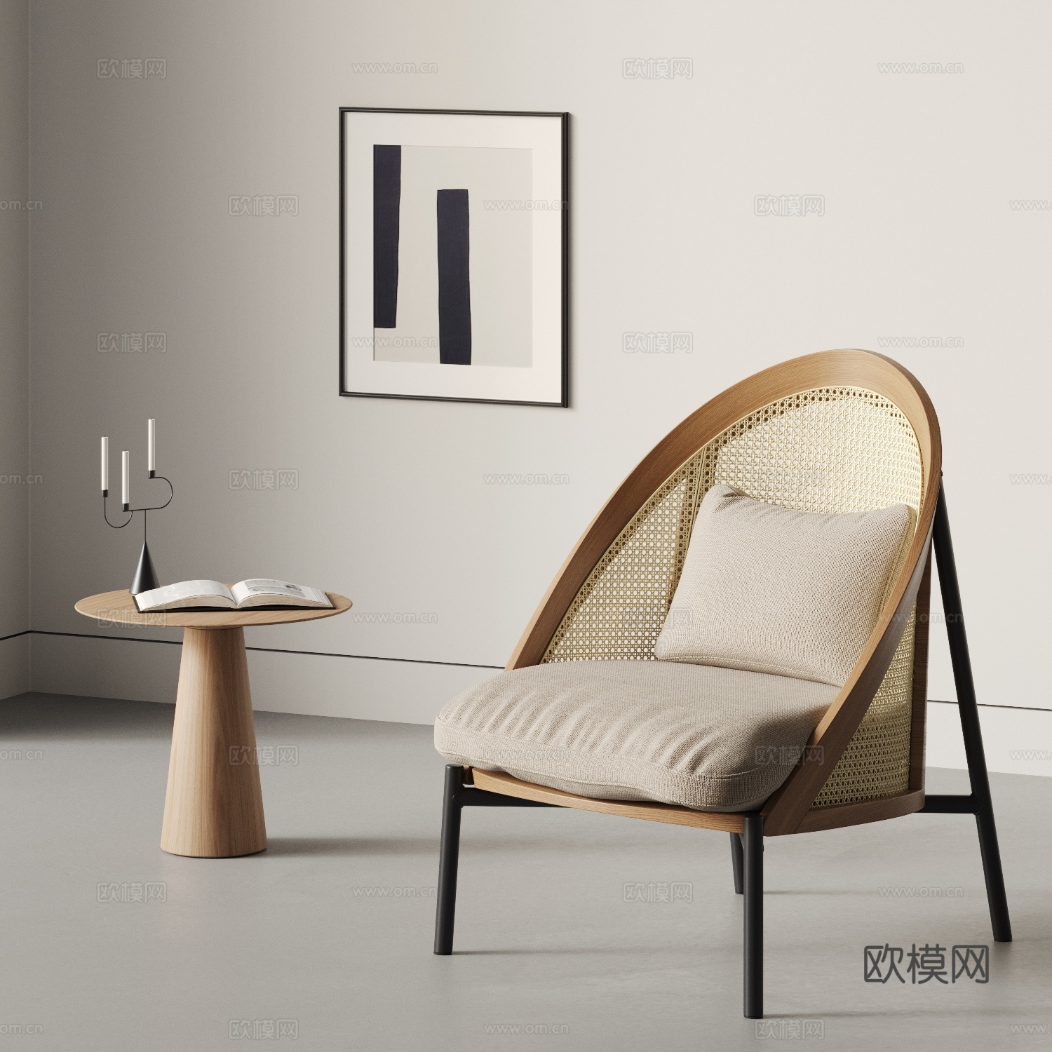 侘寂椅子 休闲椅su模型下载（渲染图2）