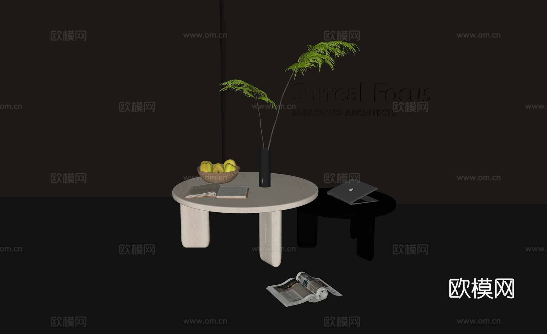 简约茶几 子母茶几su模型