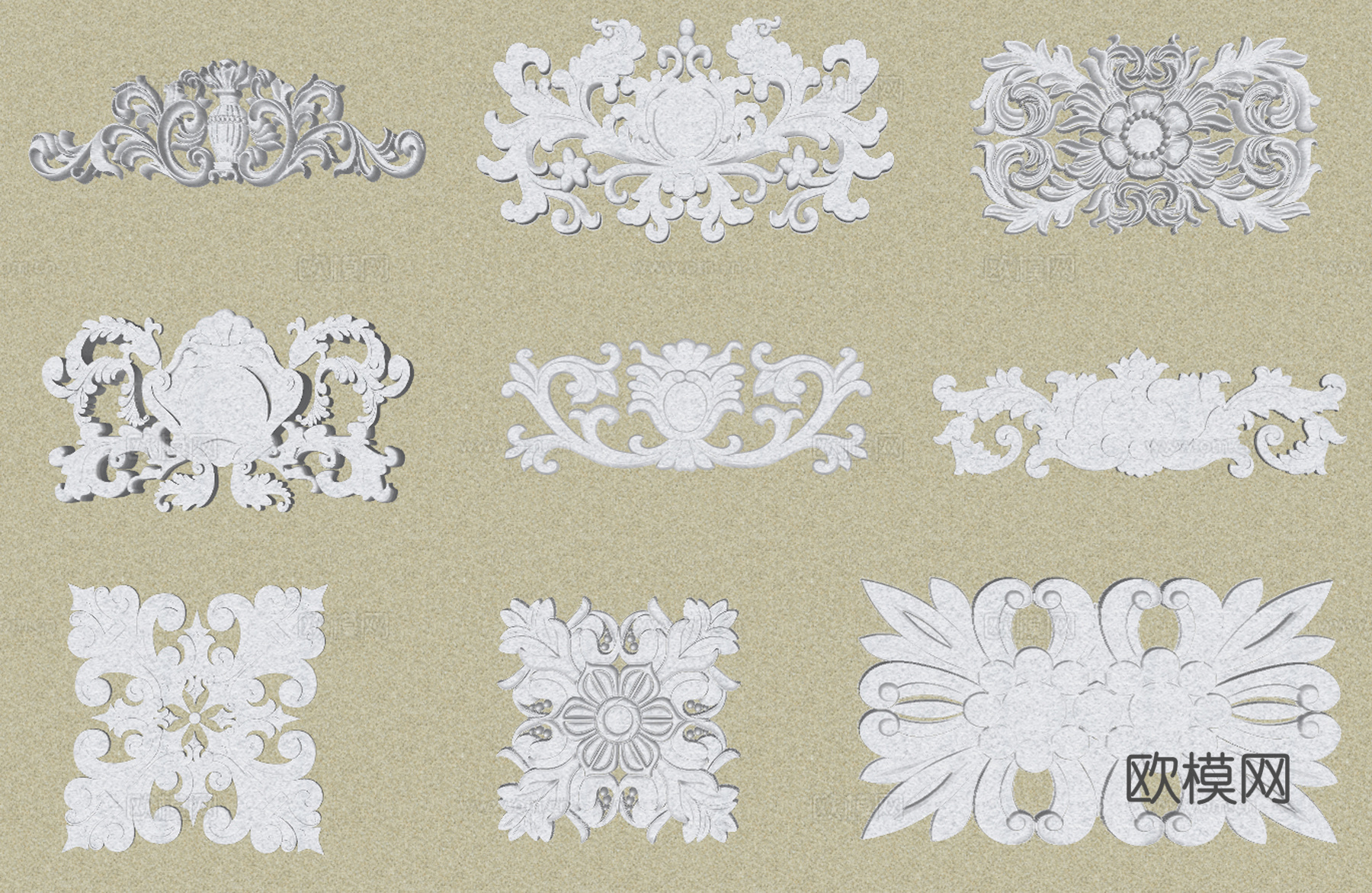 欧式浮雕 雕花 雕刻su模型下载（渲染图1）
