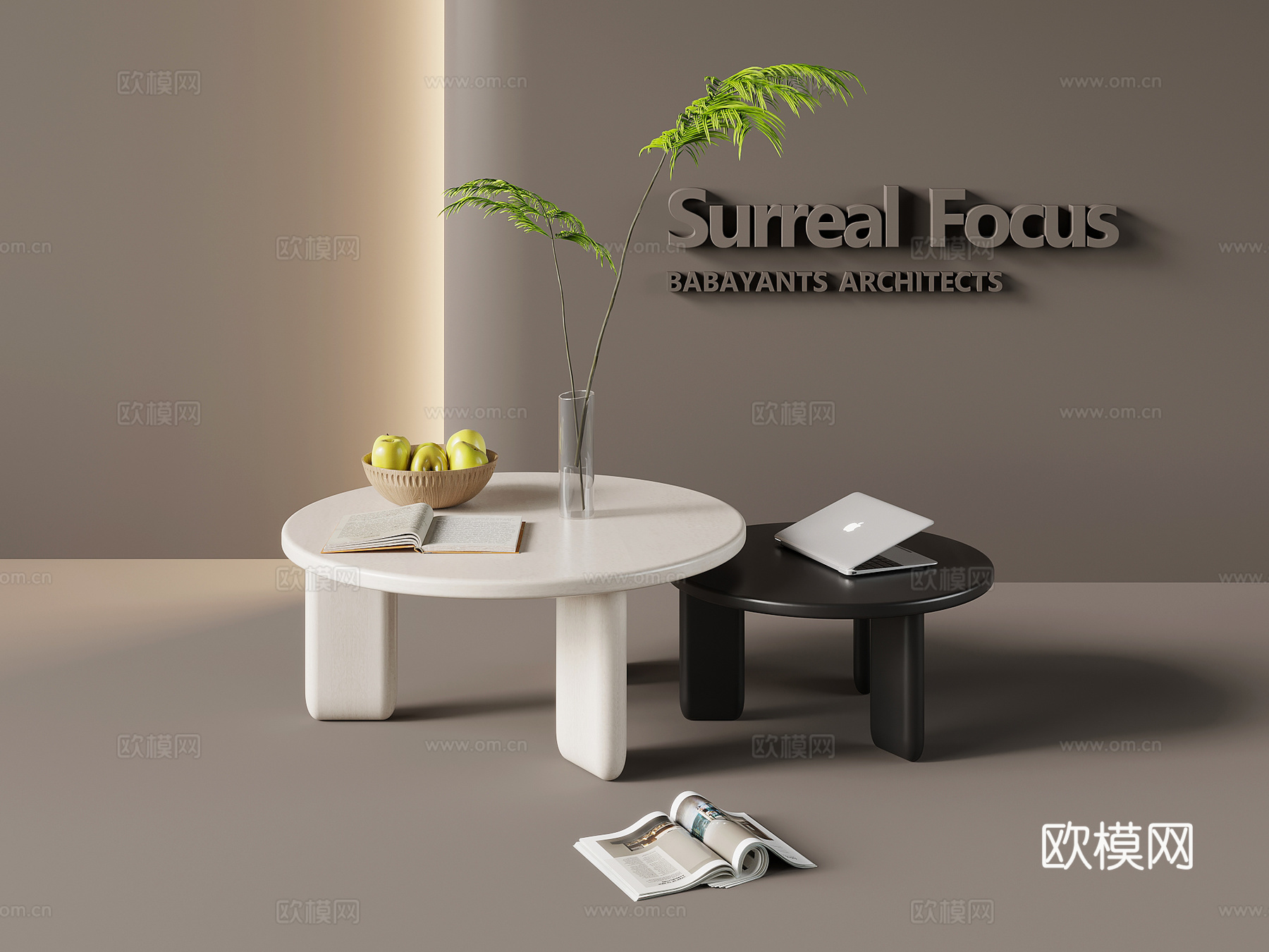 简约茶几 子母茶几su模型