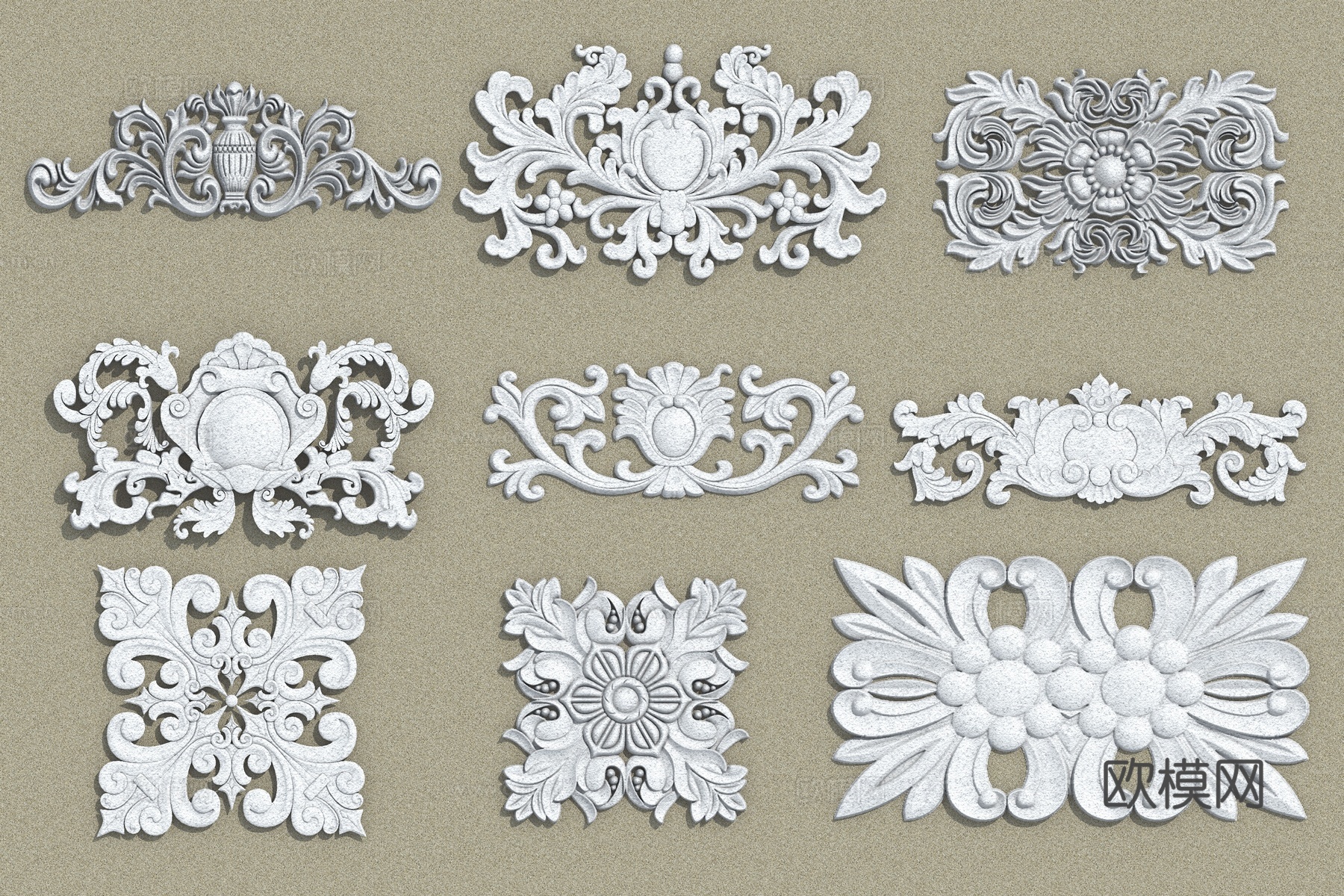 欧式浮雕 雕花 雕刻su模型下载（渲染图2）