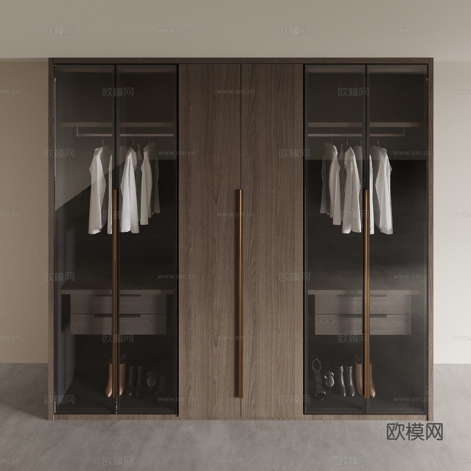 现代玻璃衣柜3d模型下载