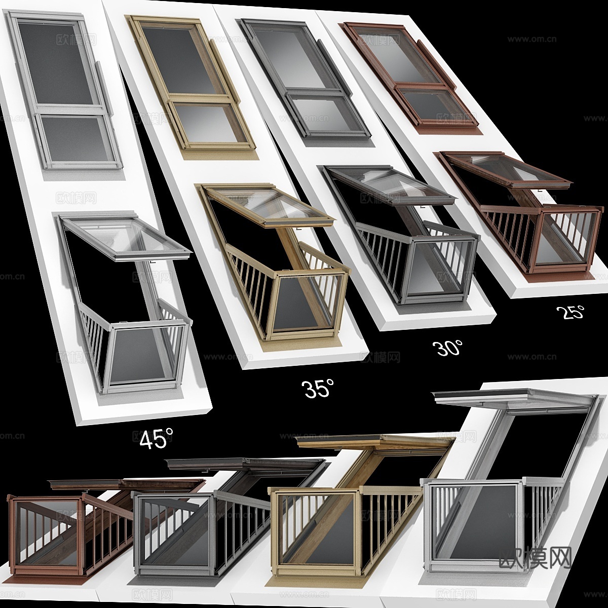现代屋顶天窗 45度天窗3d模型