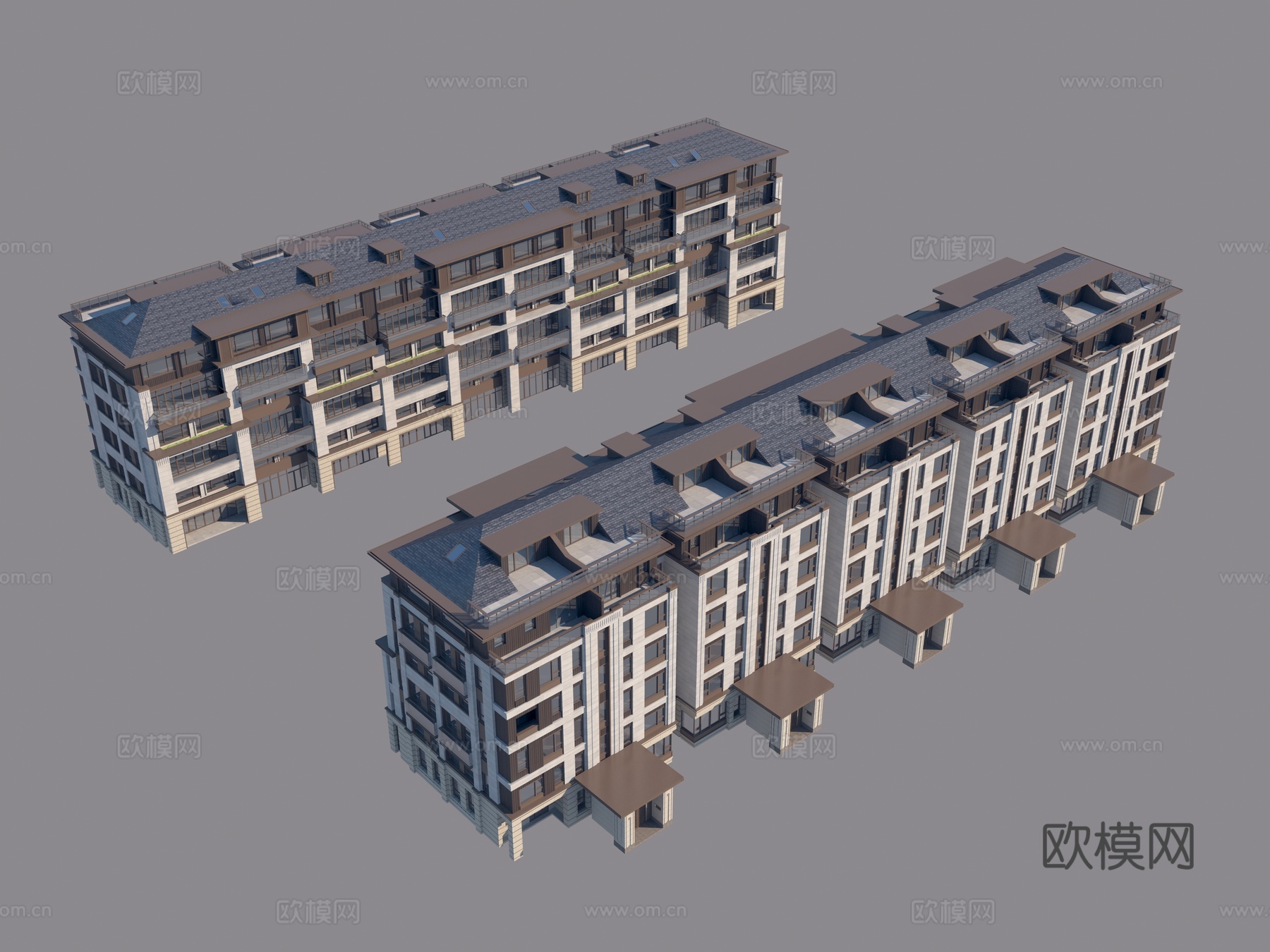 新中式别墅外观 自建房3d模型