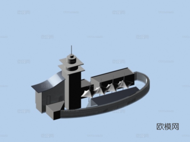 圆形公共建筑外观免费3d模型