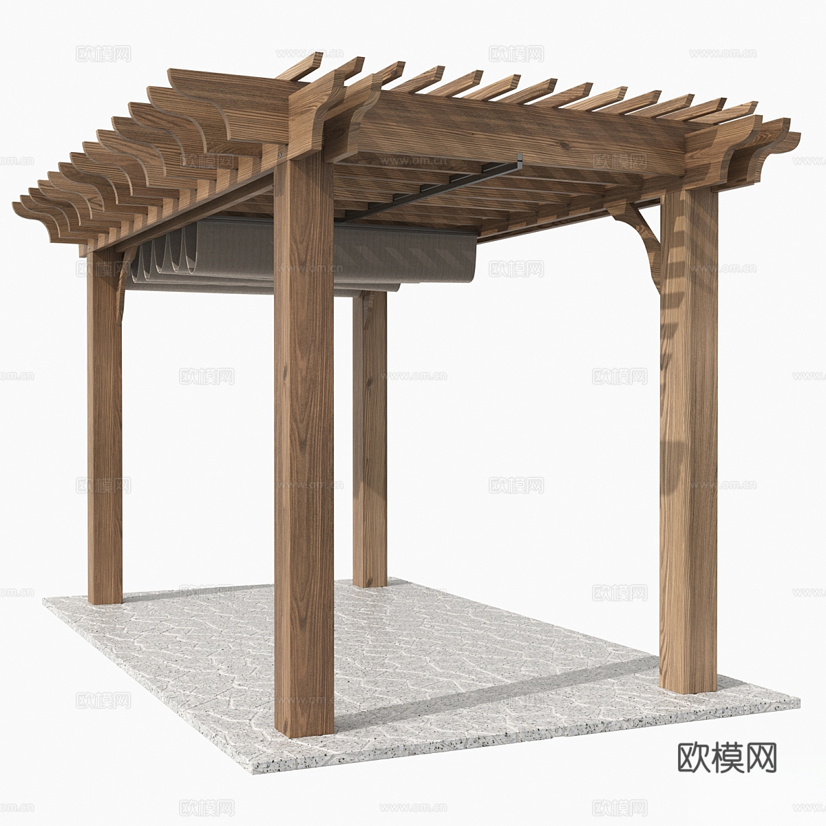 新中式木制凉棚 凉亭 廊架3d模型