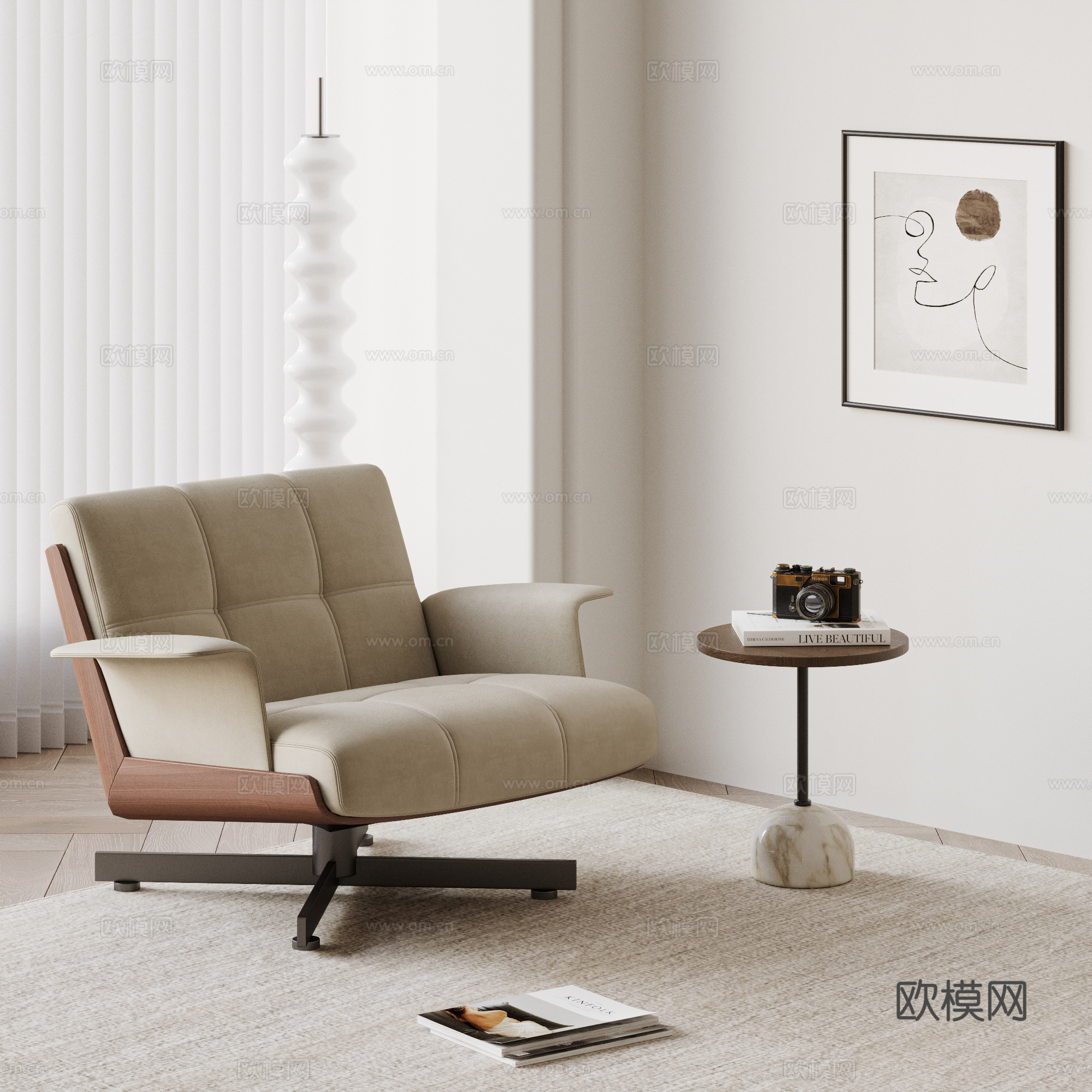 MINOTTI daiki 单人沙发 休闲沙发su模型下载（渲染图2）