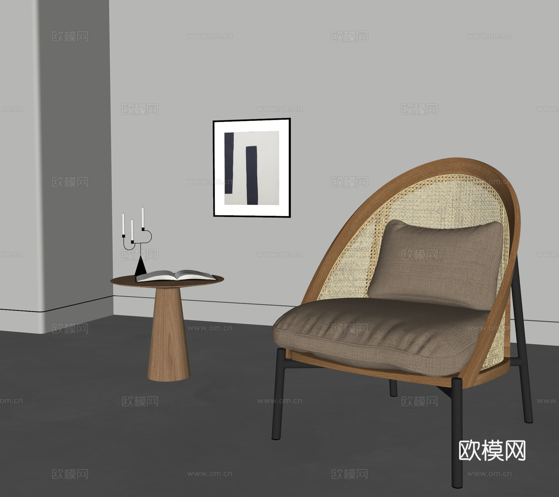 侘寂椅子 休闲椅su模型下载（渲染图1）