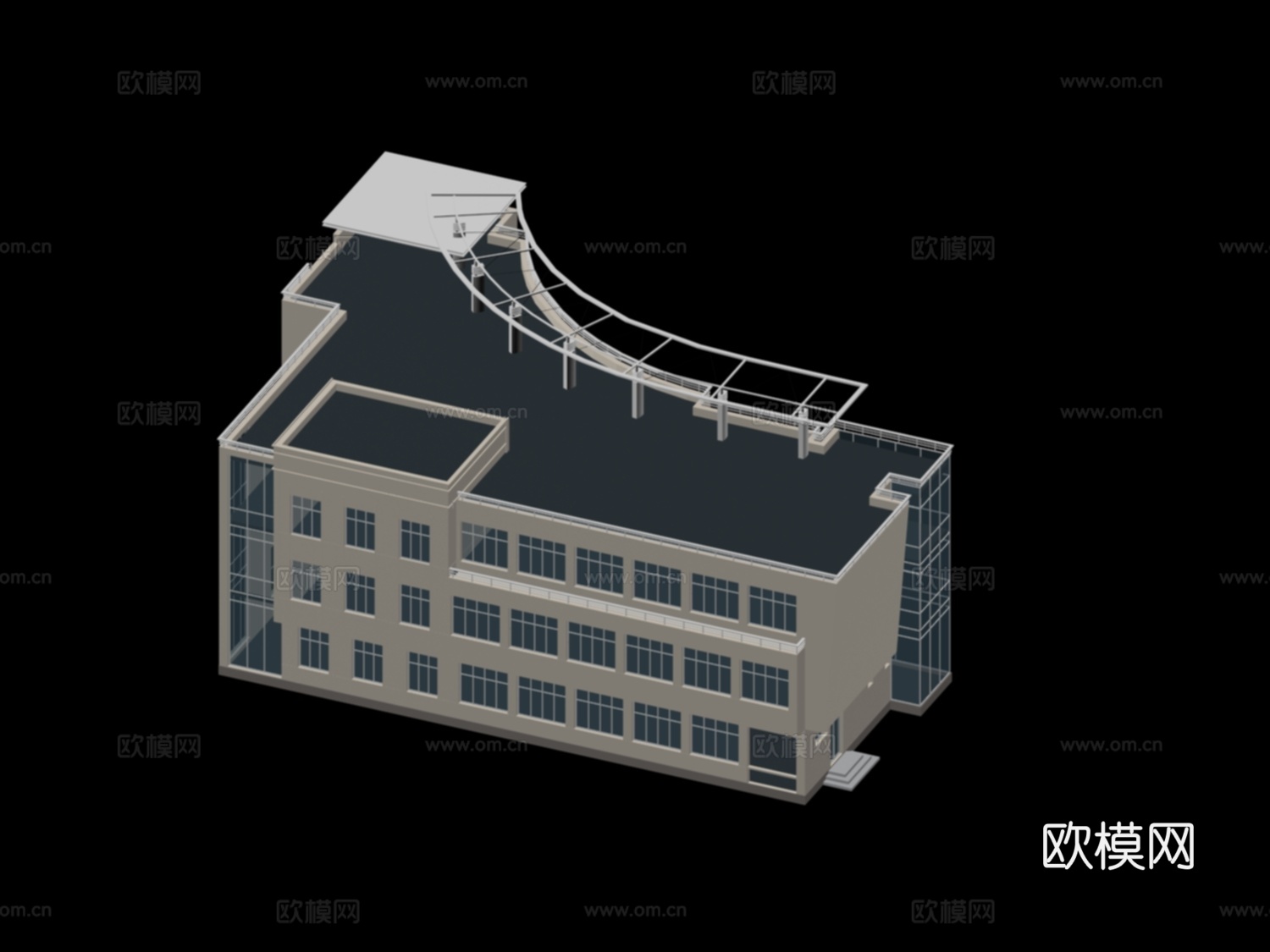 招待所 会所外观免费3d模型