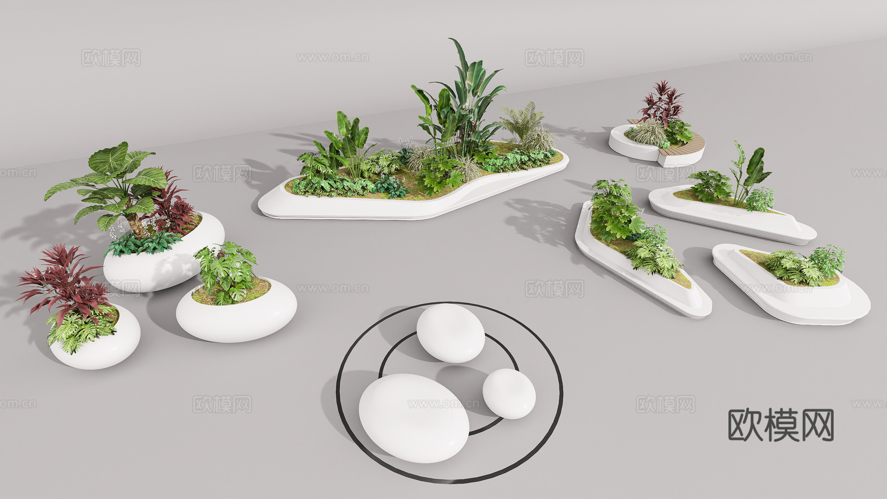 户外椅 树池椅 公园椅su模型下载（渲染图2）