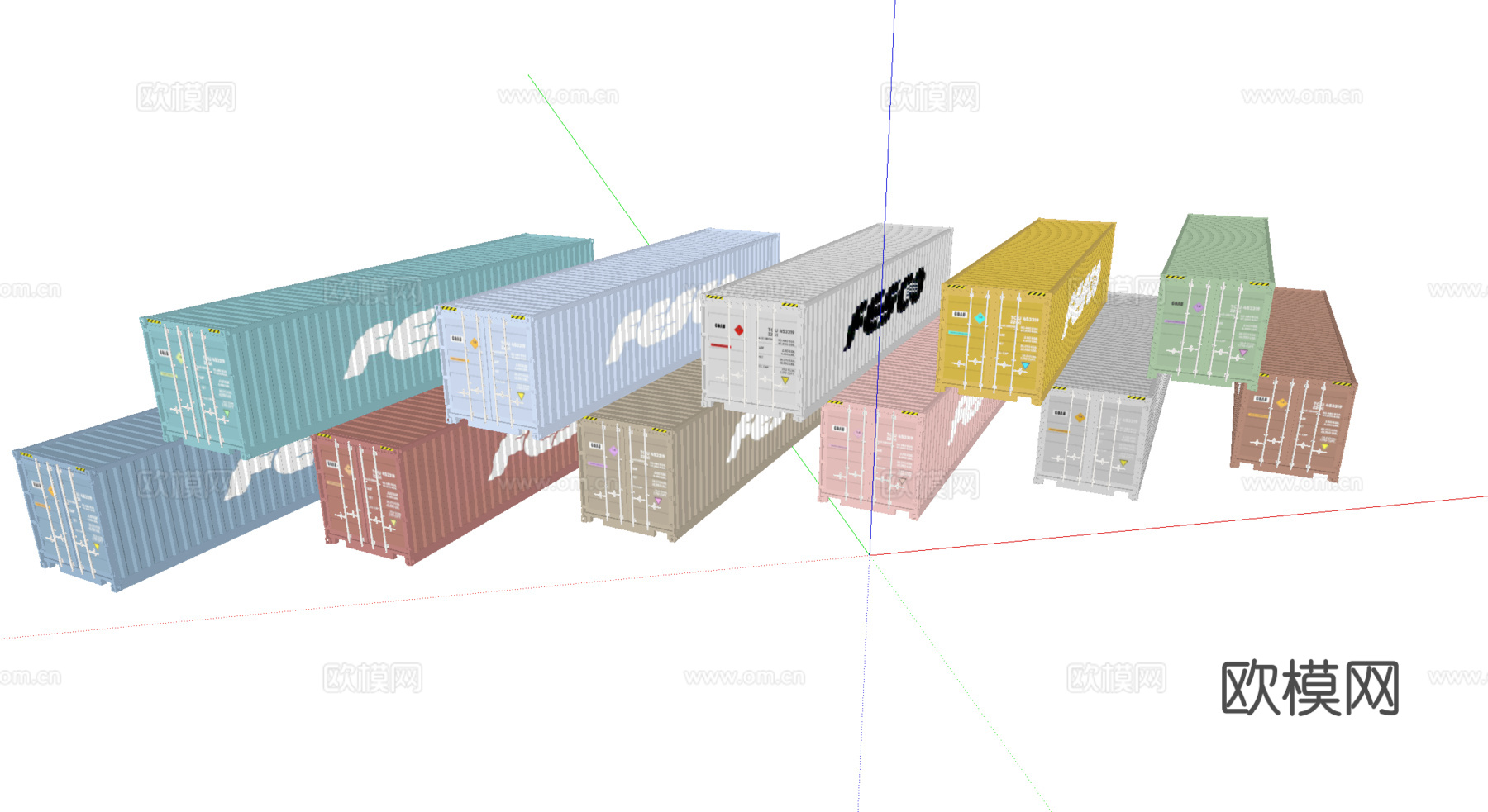 现代集装箱su模型下载（渲染图1）