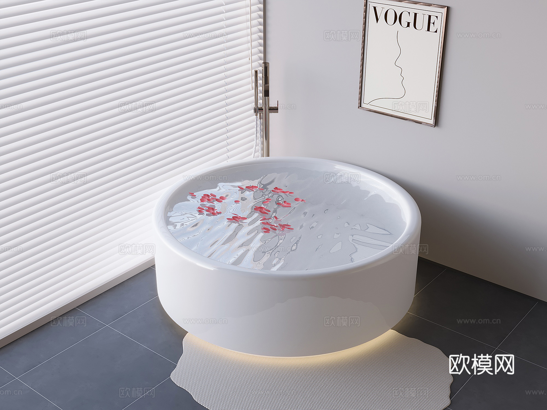 亚克力圆形浴缸su模型下载（渲染图2）