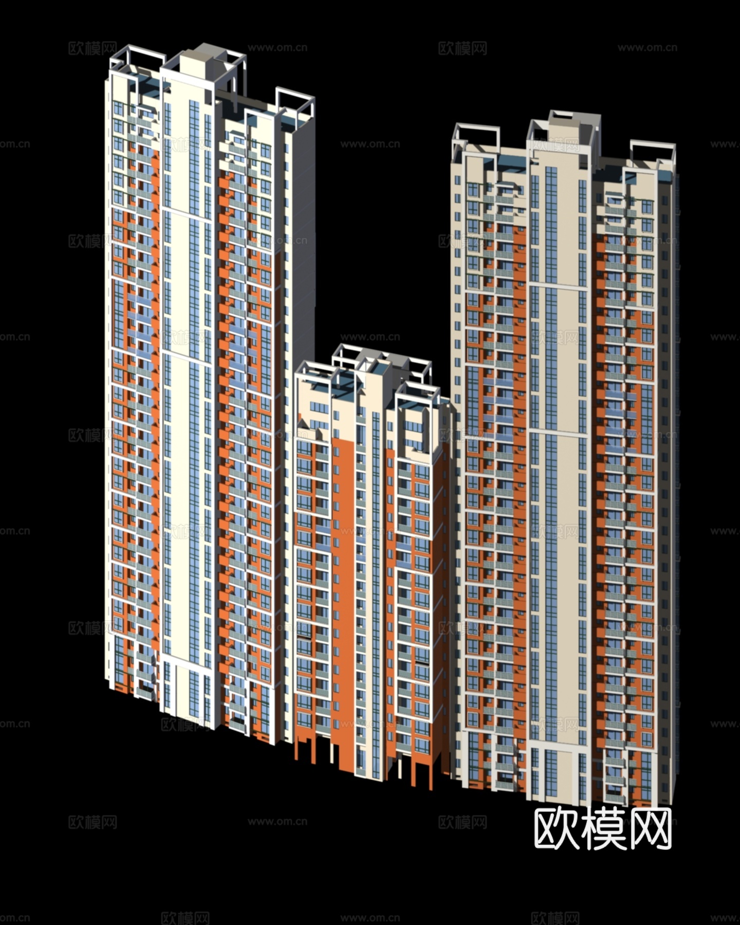 高层住宅楼外观免费3d模型