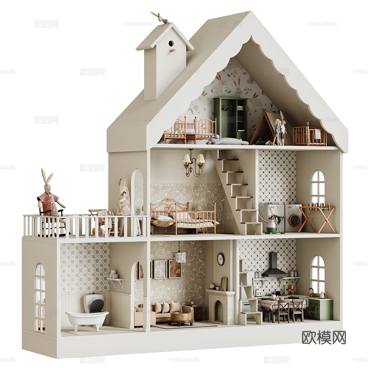 玩具小屋 积木3d模型