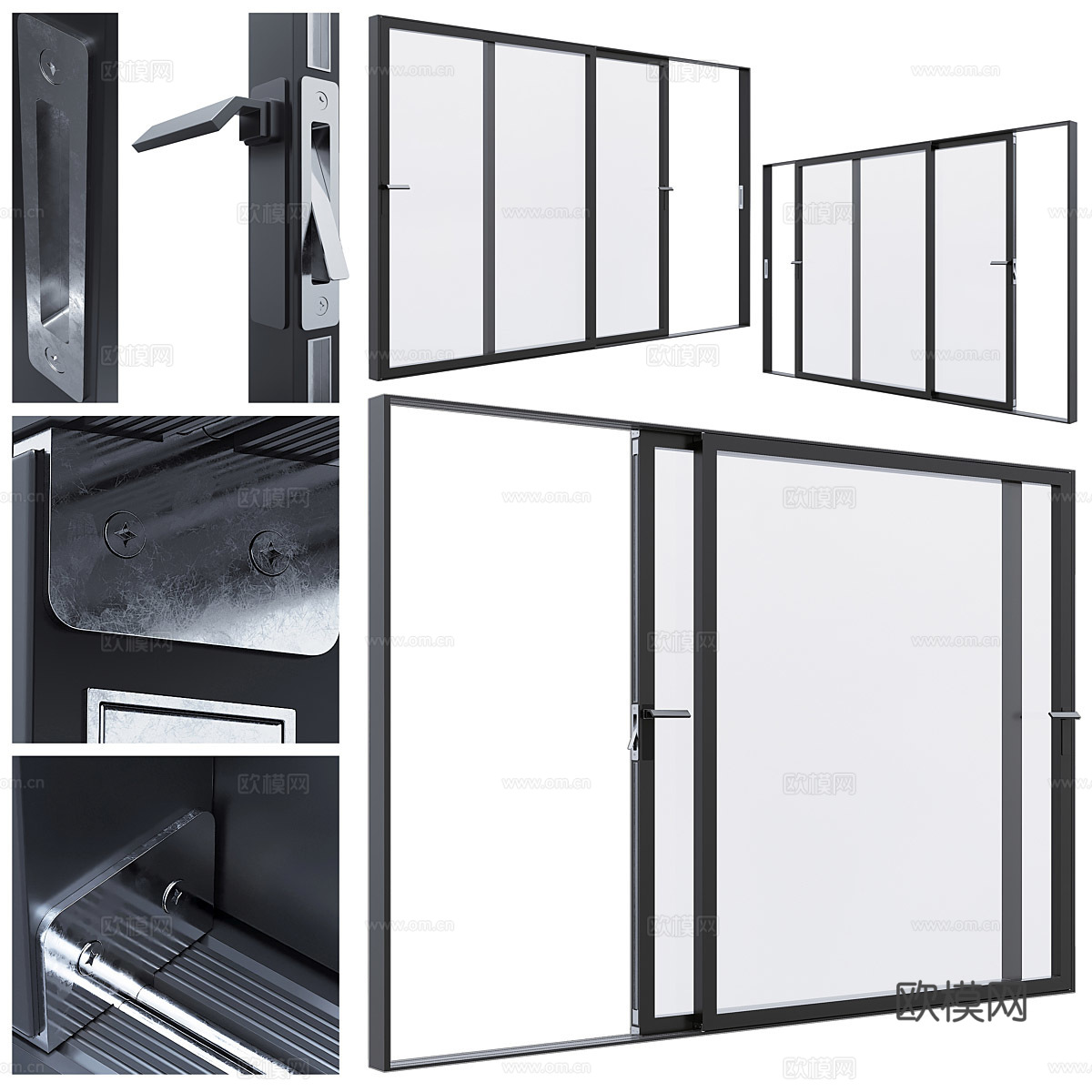 现代推拉门 阳台门 玻璃门3d模型