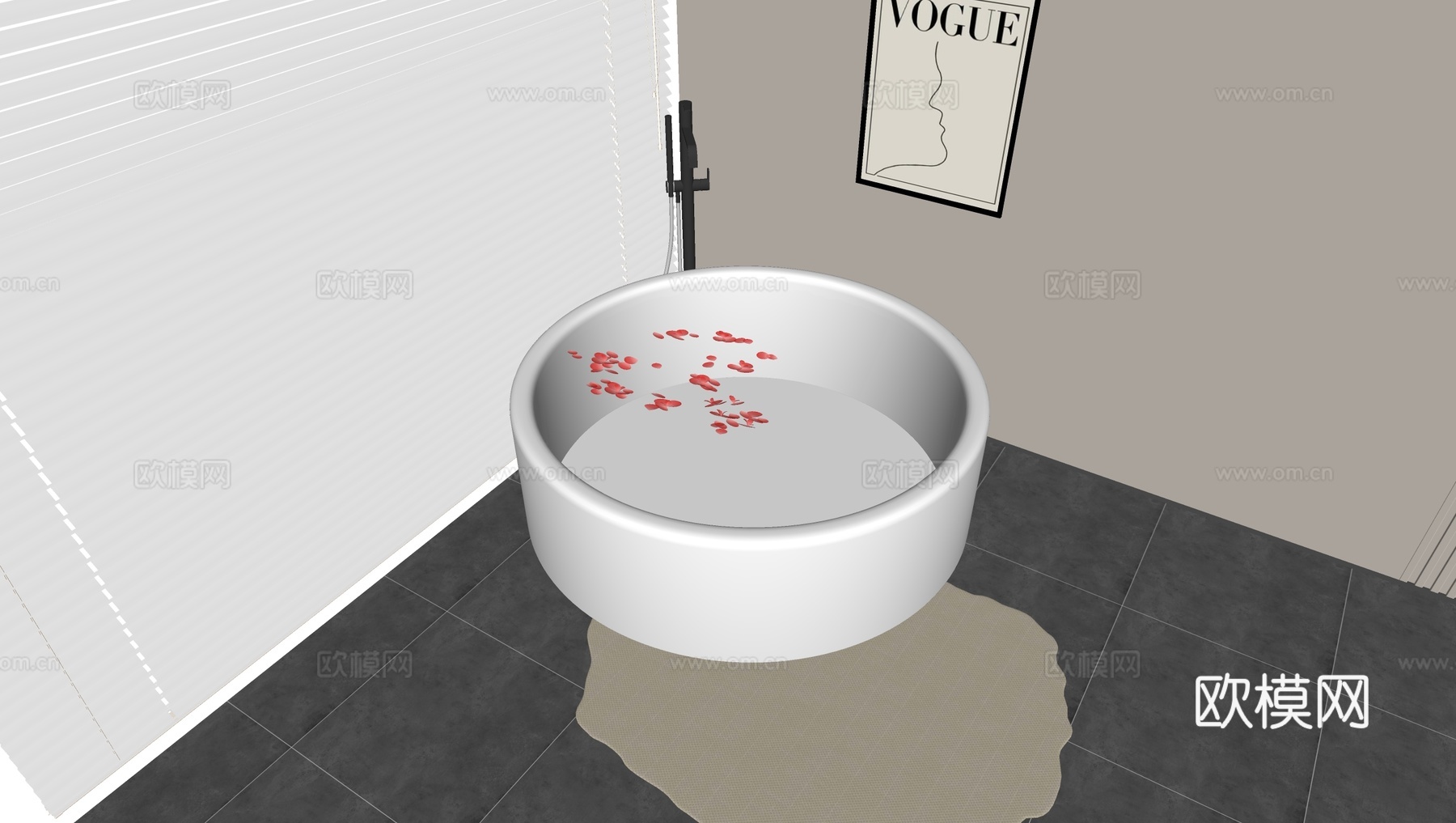 亚克力圆形浴缸su模型下载（渲染图1）