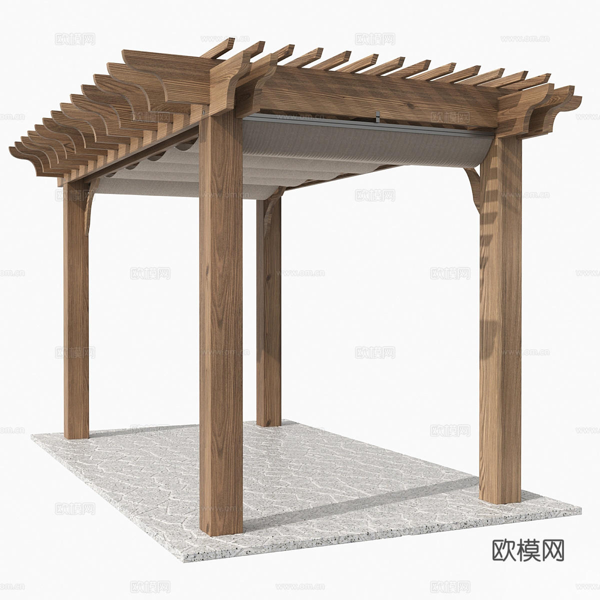 新中式木制凉棚 凉亭 廊架3d模型