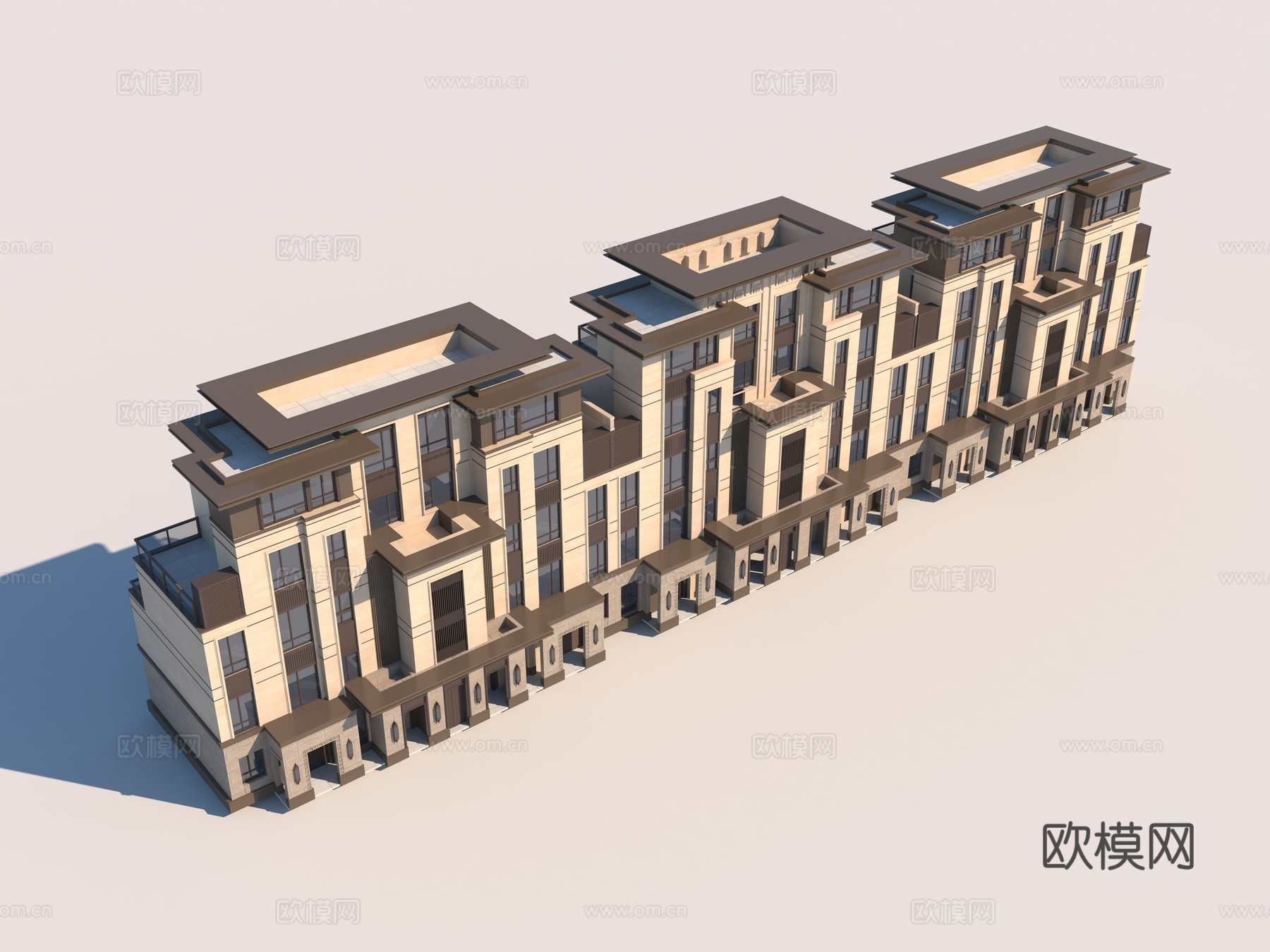 现代联排别墅 单体建筑3d模型