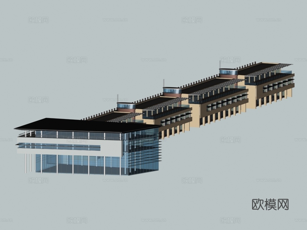 裙房 沿街裙楼免费3d模型下载（渲染图3）