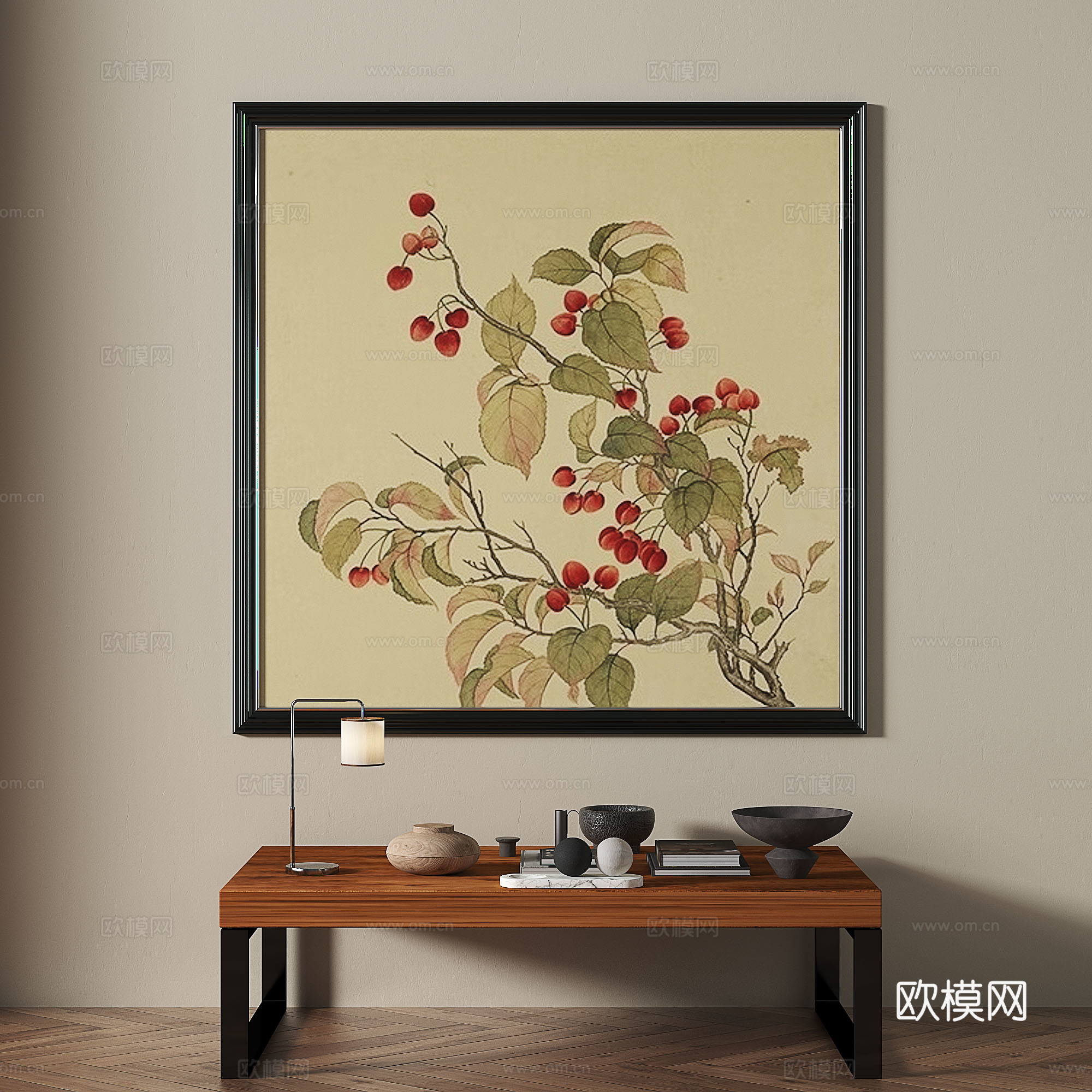 中古风 植物画 装饰画3d模型