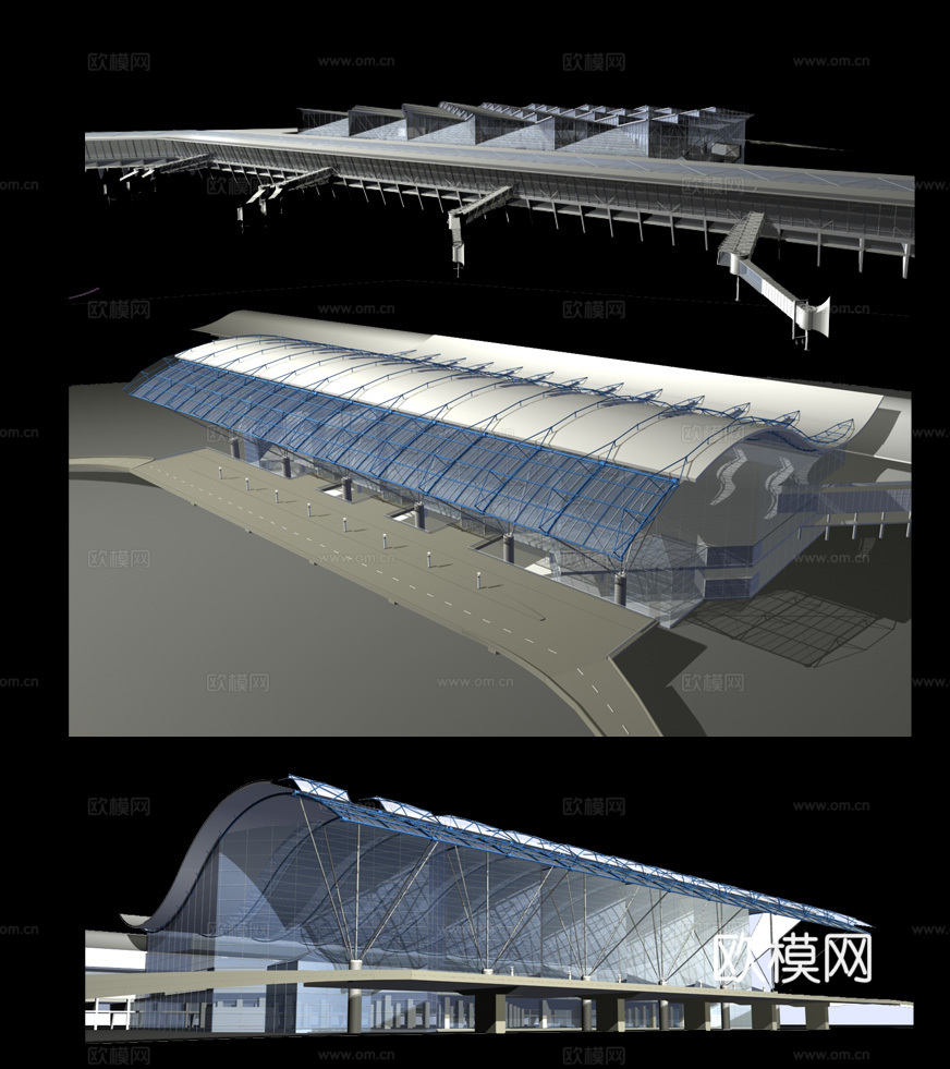 磁悬浮列车站免费3d模型