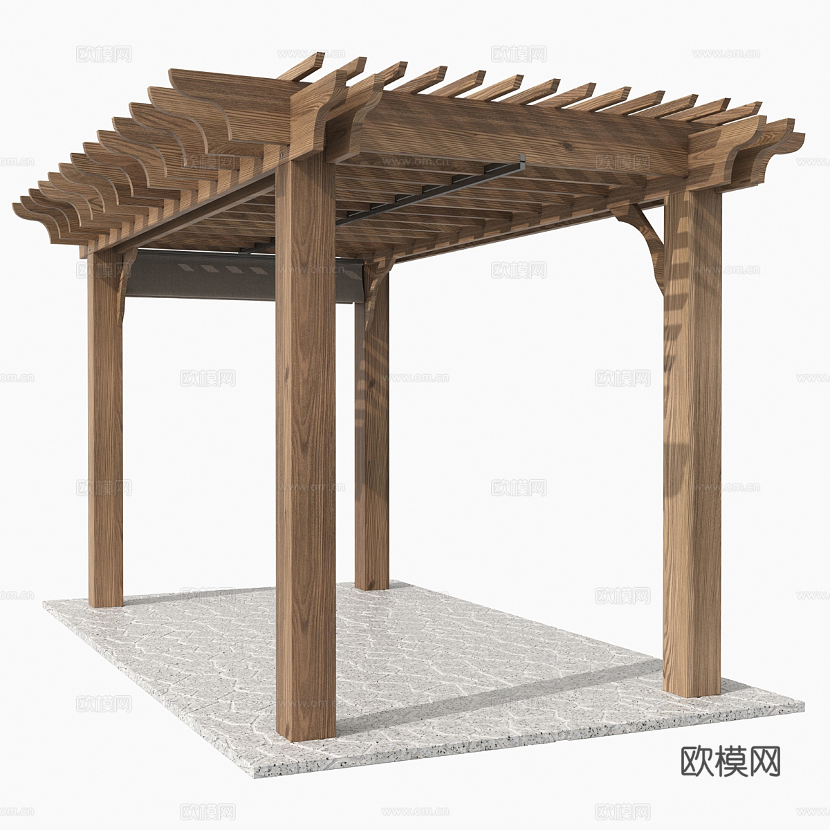 新中式木制凉棚 凉亭 廊架3d模型