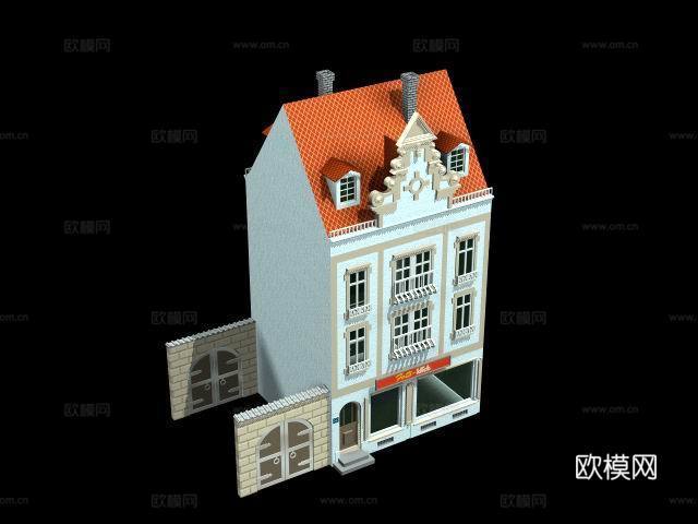 欧式住宅楼外观免费3d模型下载(渲染图4)