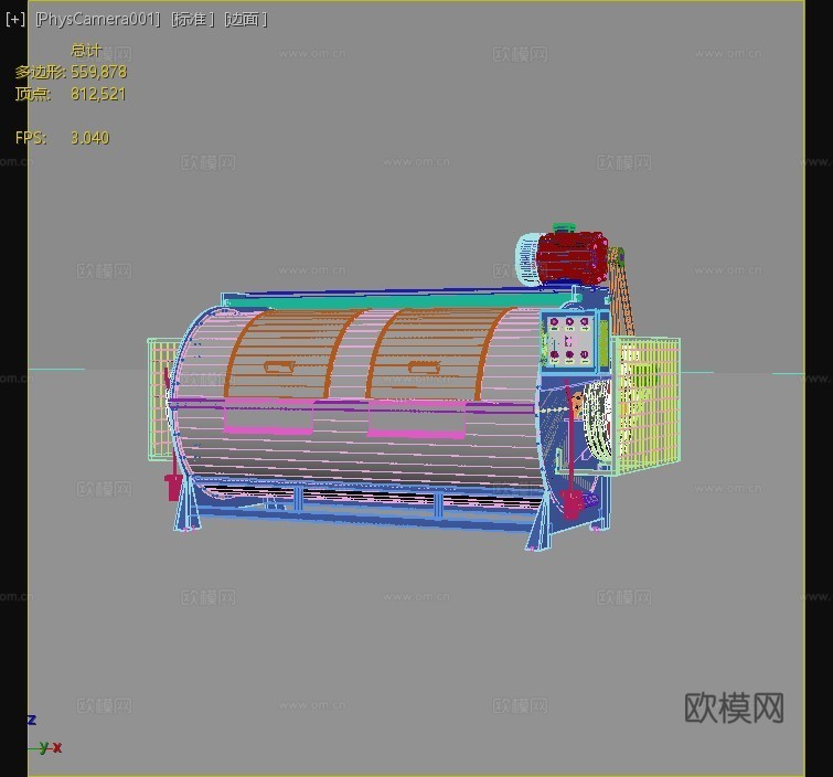 滚筒式微滤机 自清洗微滤机 微滤式干湿固液分离3d模型