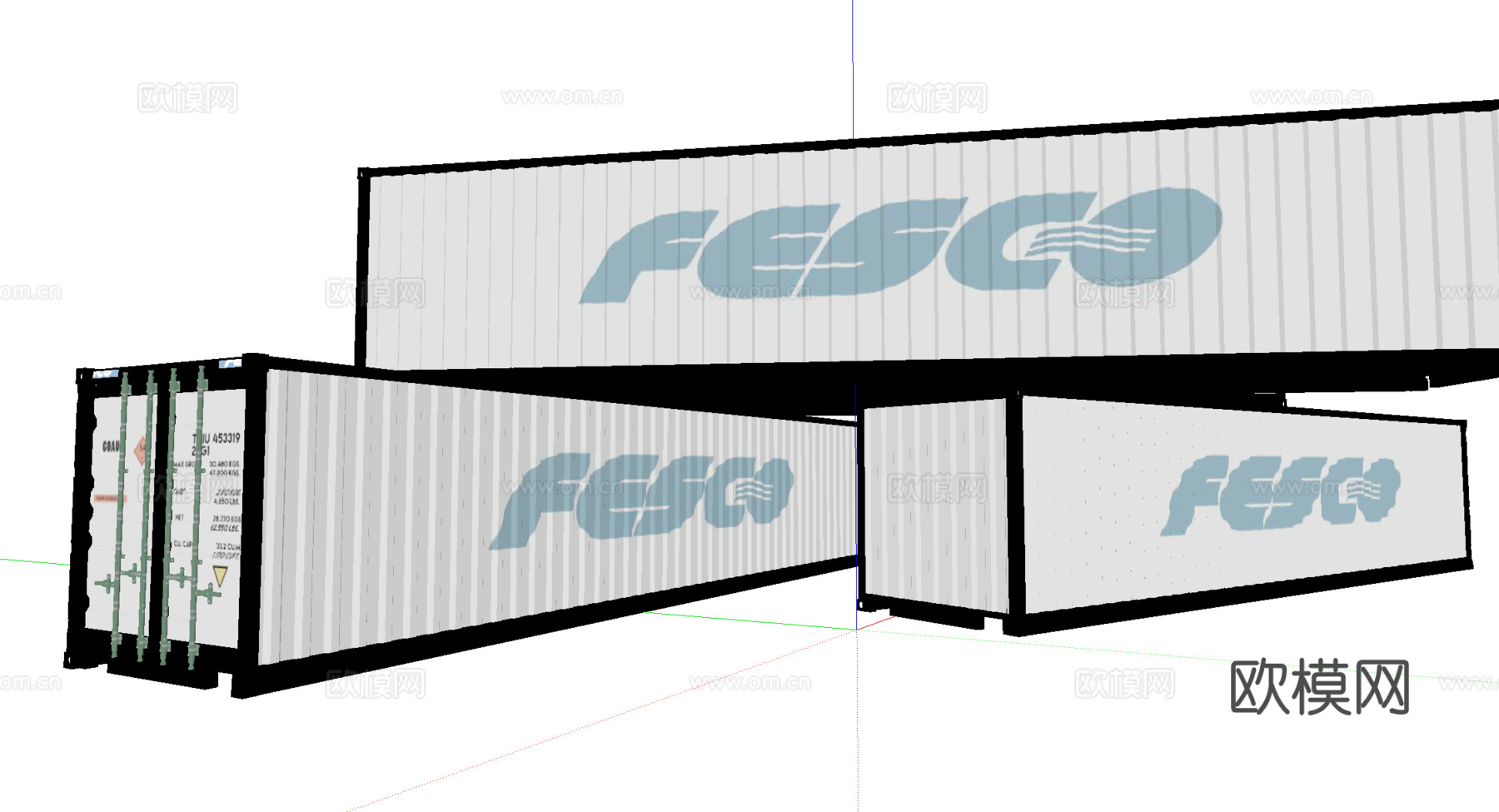 现代集装箱su模型下载（渲染图1）