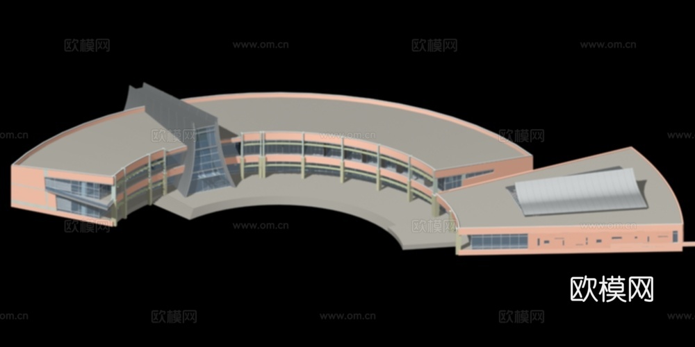 招待所 会所外观免费3d模型