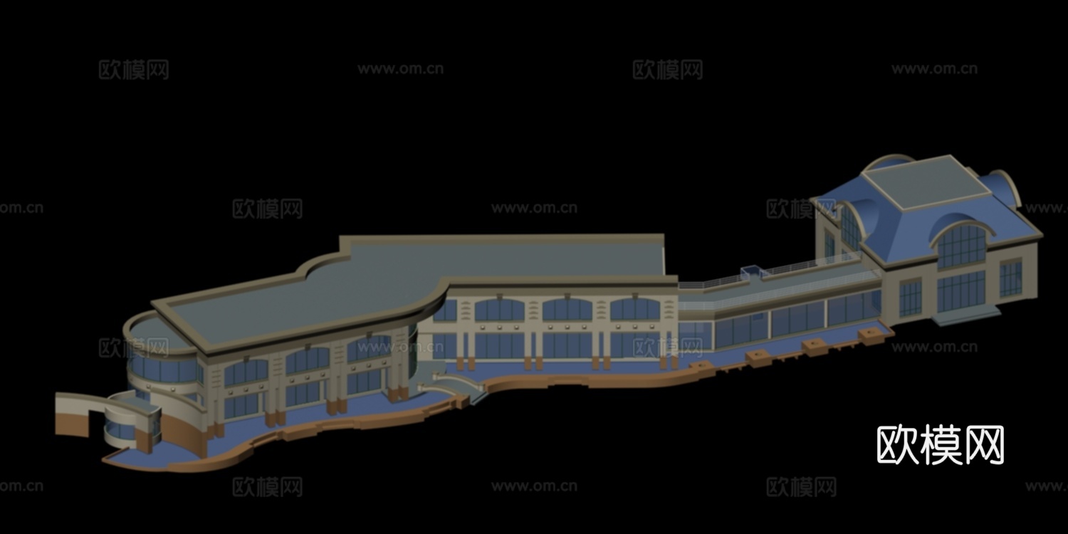 招待所 会所外观免费3d模型